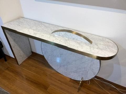 55万 西村心 ドバイ購入 大理石 コンソールテーブル 飾り棚 白