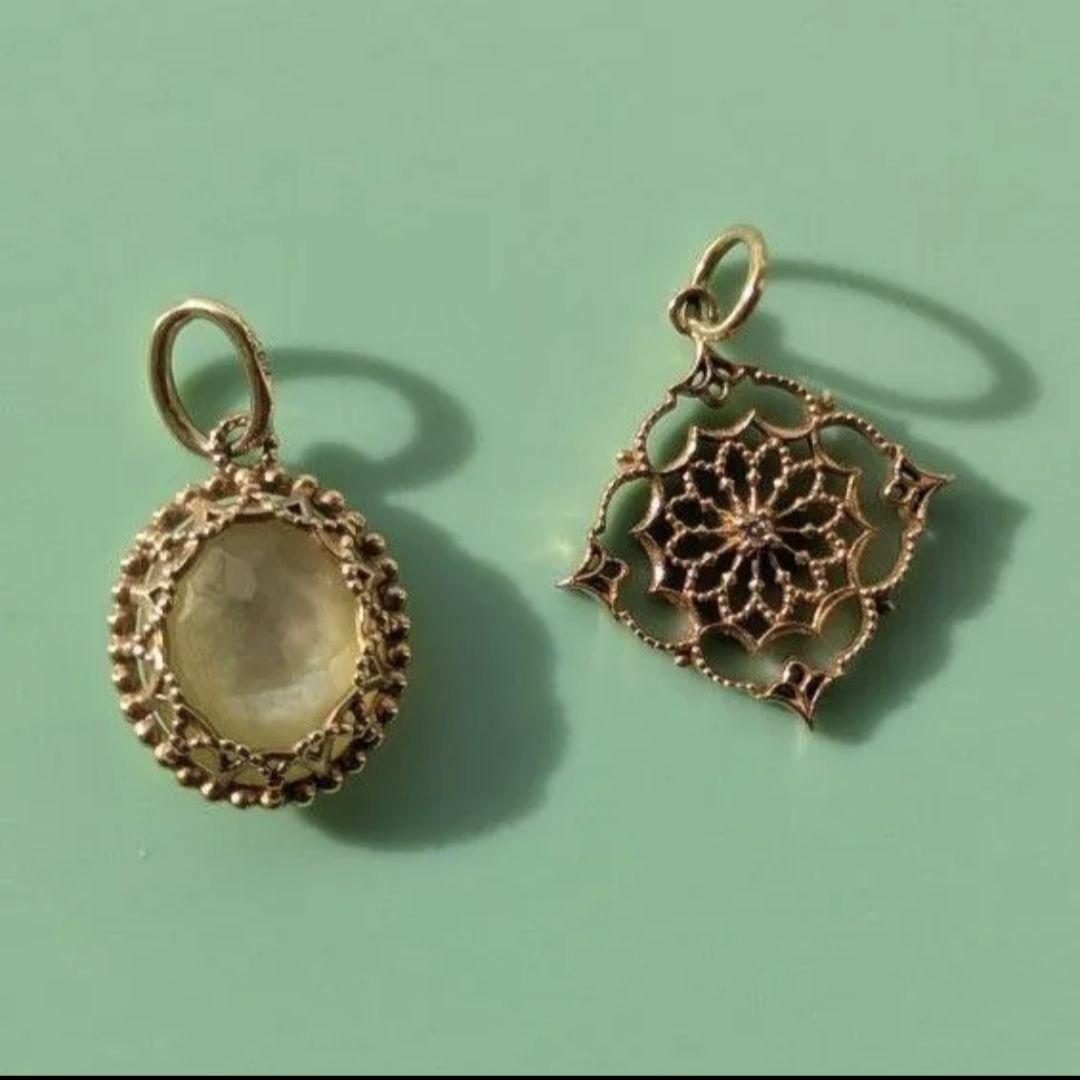 agete　アガット　K10　ネックレストップ　アラベスク　ダイヤモンド