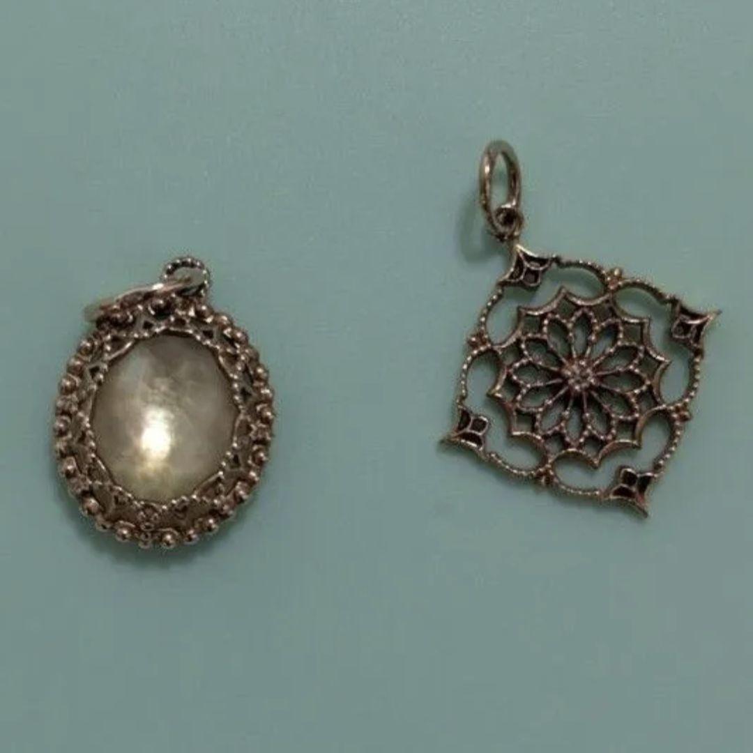 agete　アガット　K10　ネックレストップ　アラベスク　ダイヤモンド