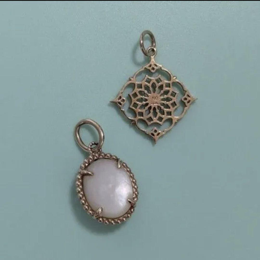 agete　アガット　K10　ネックレストップ　アラベスク　ダイヤモンド