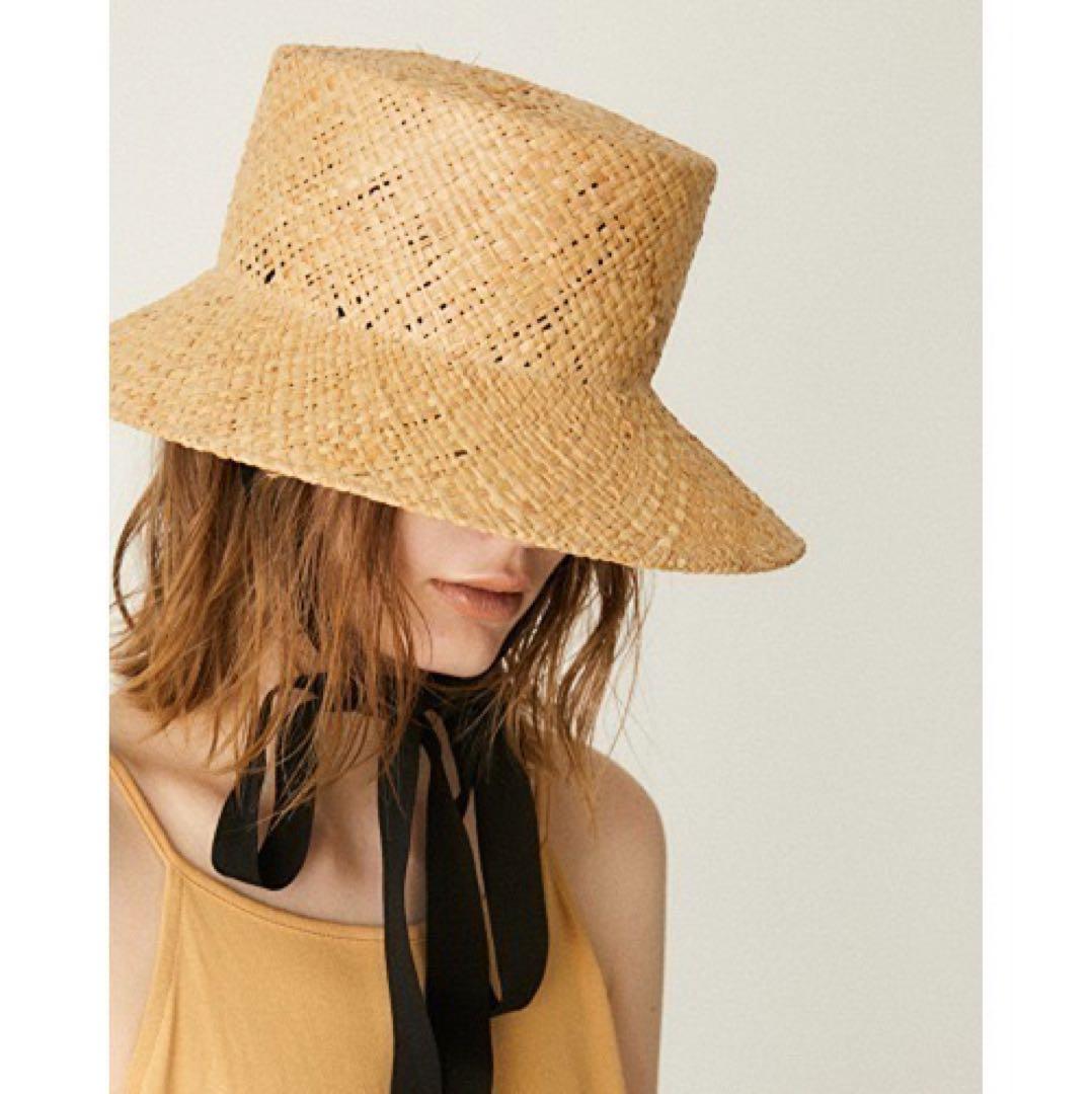 美品 nagonstans ストローハット 麦わら帽子 ナゴンスタンス