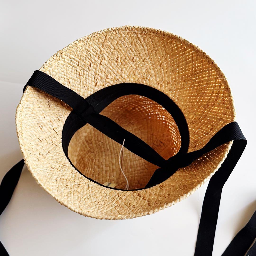 美品 nagonstans ストローハット 麦わら帽子 ナゴンスタンス