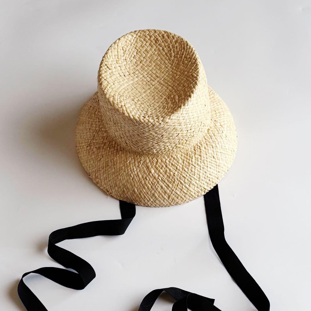 美品 nagonstans ストローハット 麦わら帽子 ナゴンスタンス