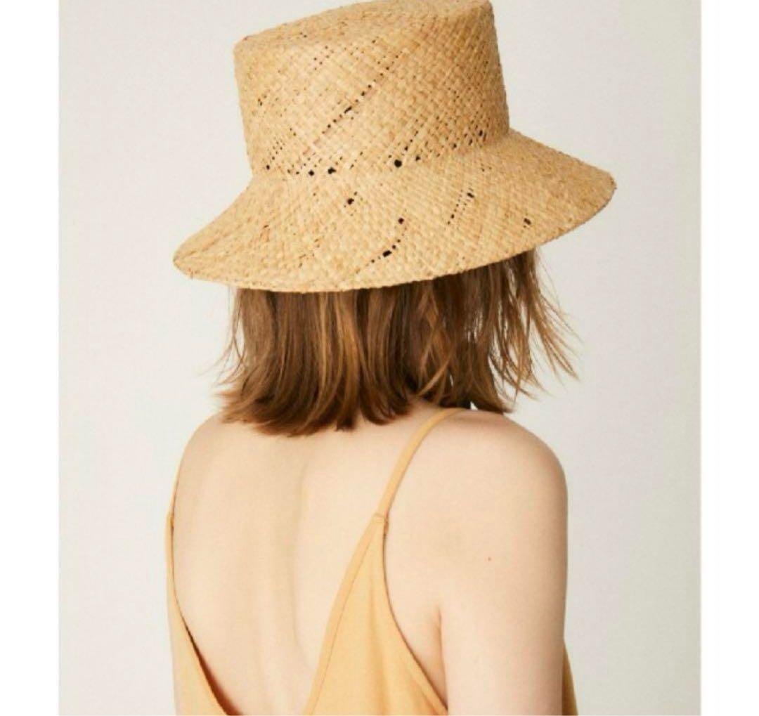 美品 nagonstans ストローハット 麦わら帽子 ナゴンスタンス