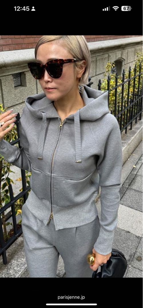 JENNE ジェンヌ 日本製美ラインパーカー　グレー　L