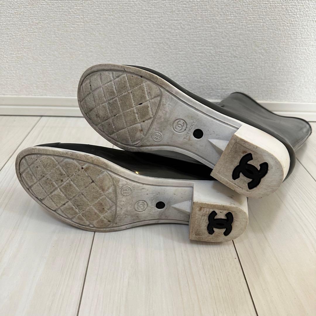 Chanel ブラック レインブーツ　長靴