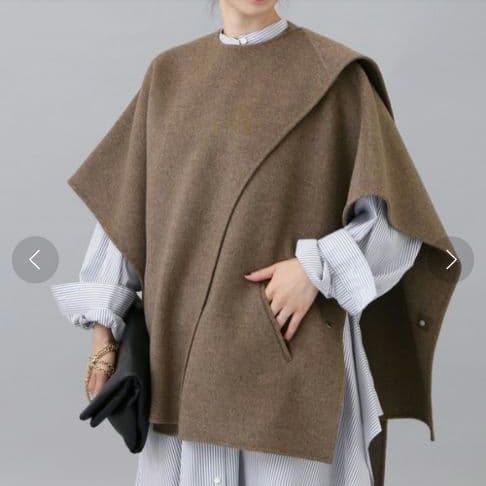 ヴェルメイユパーイエナ ダブルフェイスショートマントコート　ポンチョ ストール