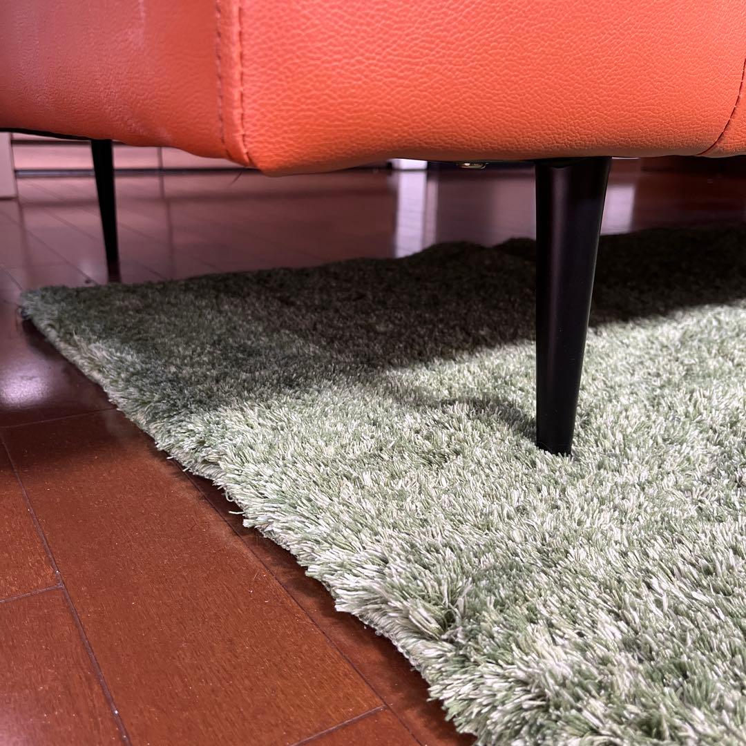 オレンジレザー2人掛けソファ