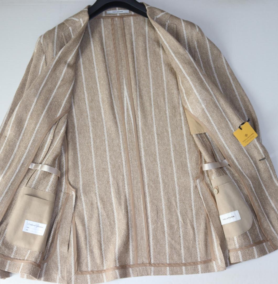 新品【タリアトーレ】リネンコットン ストライプジャケット 56(4L-5L)