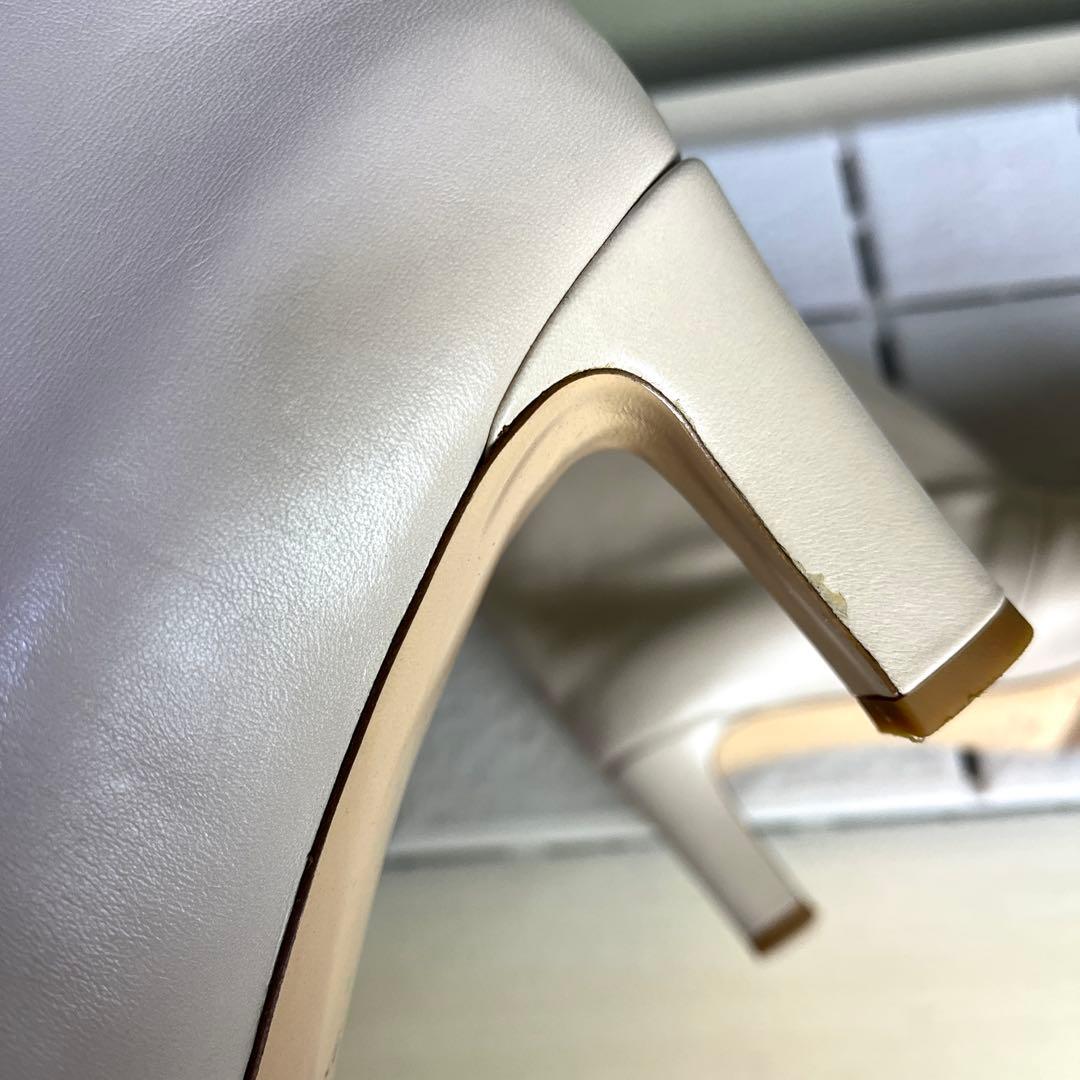 37 ネブローニ ロングブーツ ホワイト 白 レザー 24