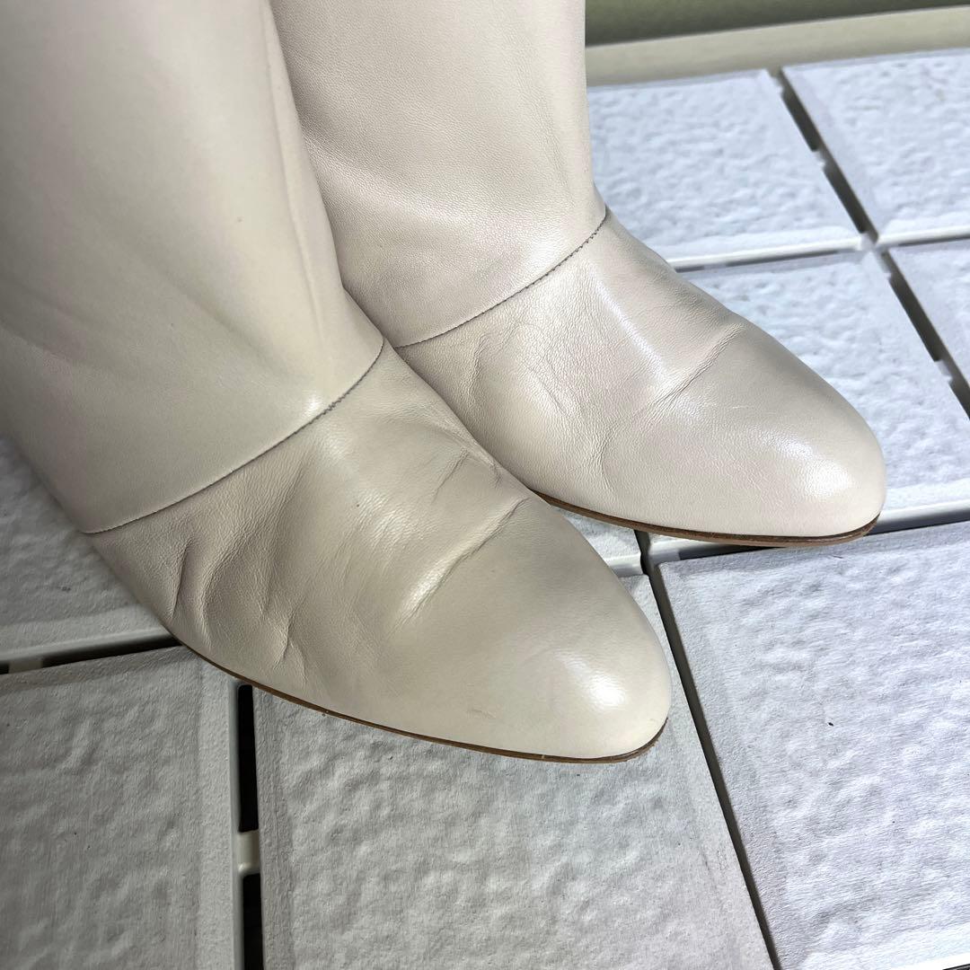 37 ネブローニ ロングブーツ ホワイト 白 レザー 24