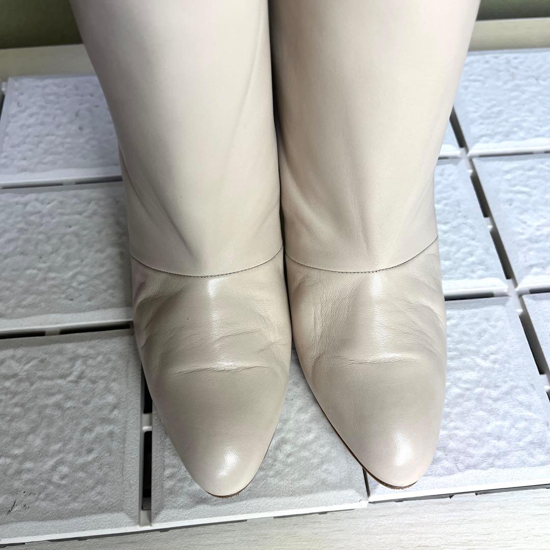 37 ネブローニ ロングブーツ ホワイト 白 レザー 24