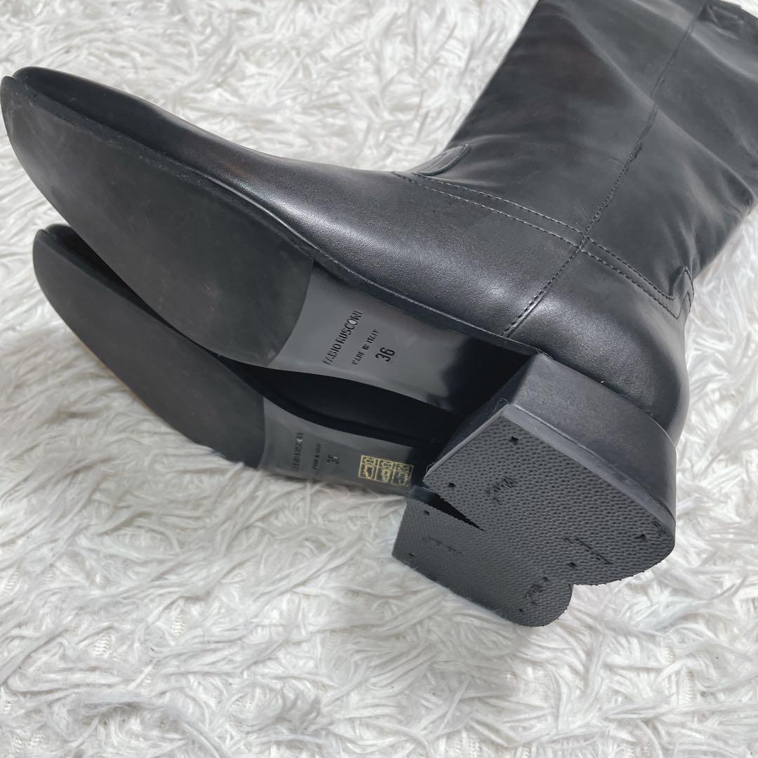極美品　ファビオルスコーニ　ロングブーツ　レザー　ブラック　黒　23cm 36