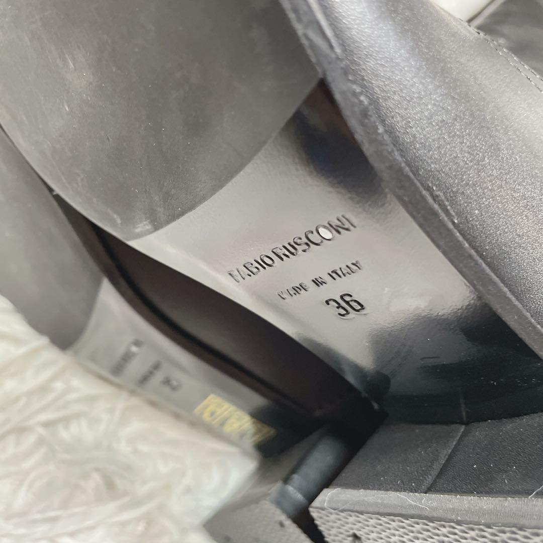 極美品　ファビオルスコーニ　ロングブーツ　レザー　ブラック　黒　23cm 36