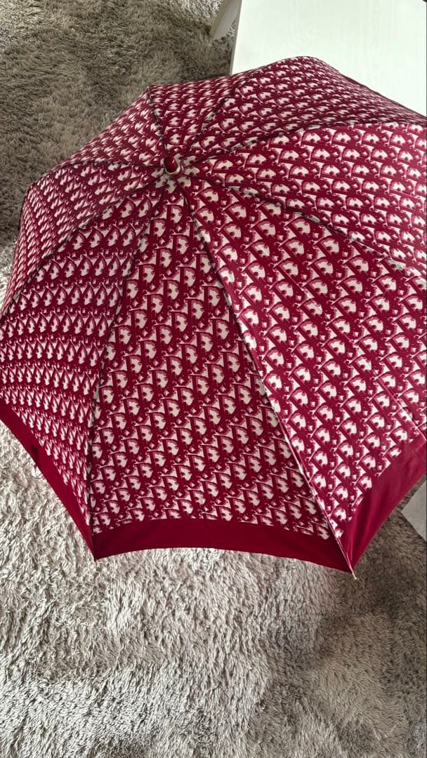 美品✨Dior クリスチャンディオール 傘 ロゴ柄 ヴィンテージ トロッター　赤