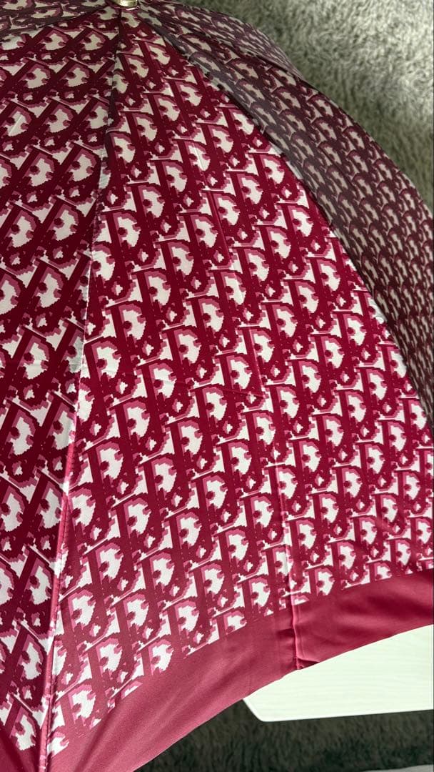 美品✨Dior クリスチャンディオール 傘 ロゴ柄 ヴィンテージ トロッター　赤