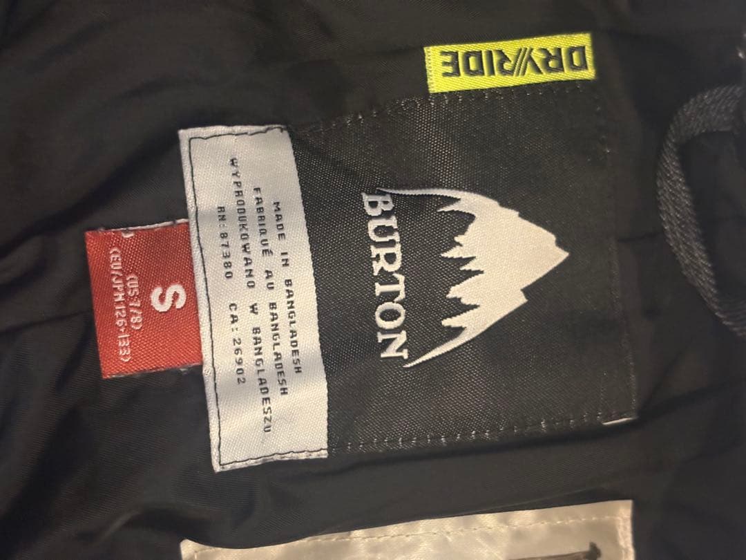 Burton スノーボードウェア Sサイズ 手袋付き