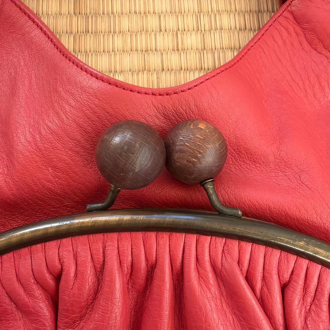 erva 赤いレザー バッグ フラップ式