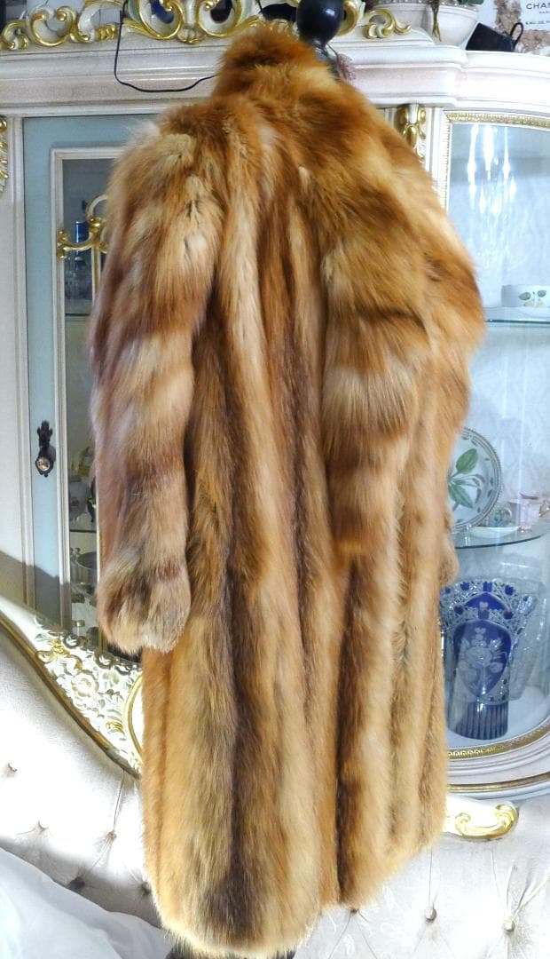 希少！豪華！◇【EMBA】絶品！デザイン！レッドFOXファーロングコート◇