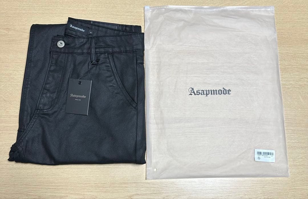 パンツ Stacked Oil Coating Wide-Leg Pants