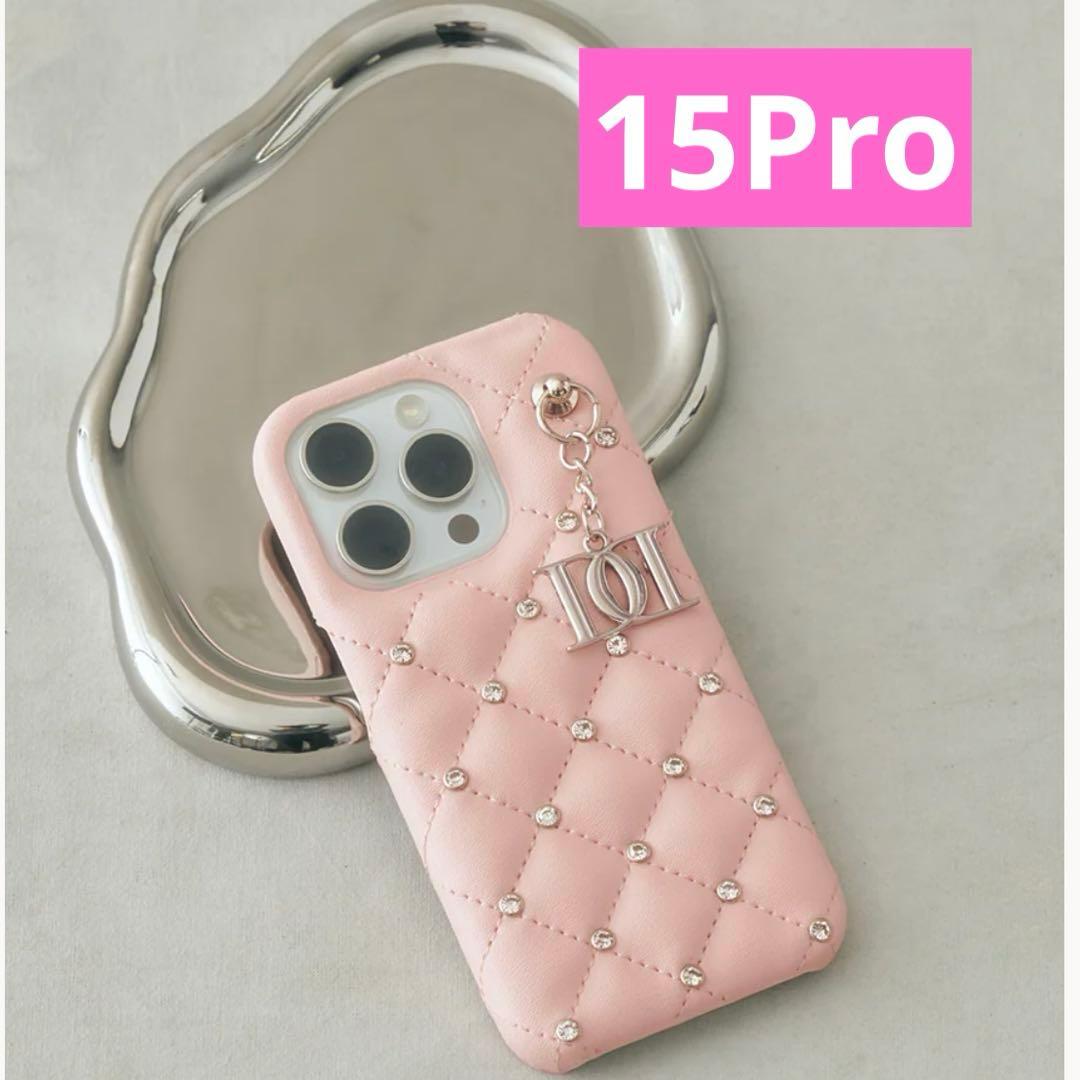 Darich キルティングビジューDDチャームiPhoneケース15Pro ピン