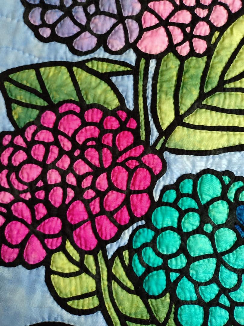 ハワイアンキルト・紫陽花のタペストリー