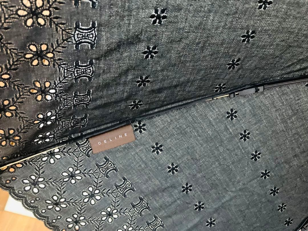 未使用　CELINE セリーヌ　マカダム総柄　日傘　ブラック