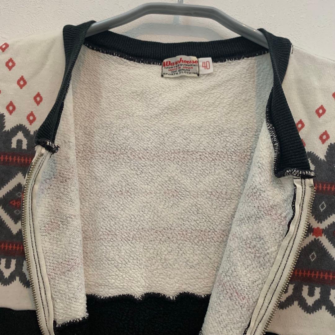 レア希少⭐︎WAREHOUSE ウエアハウス　雪柄フルジップスウェット　黒　40