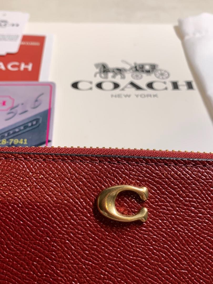 【新品未使用】COACH アコーディオン ジップ ウォレット　ボルドー