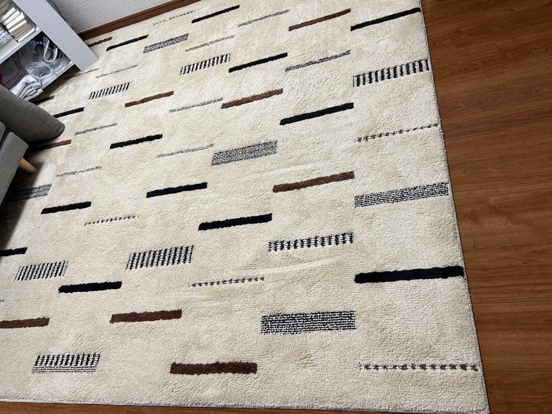 【美品】unico ウニコラグレイリーRAILIEパイルラグ　200×250cm