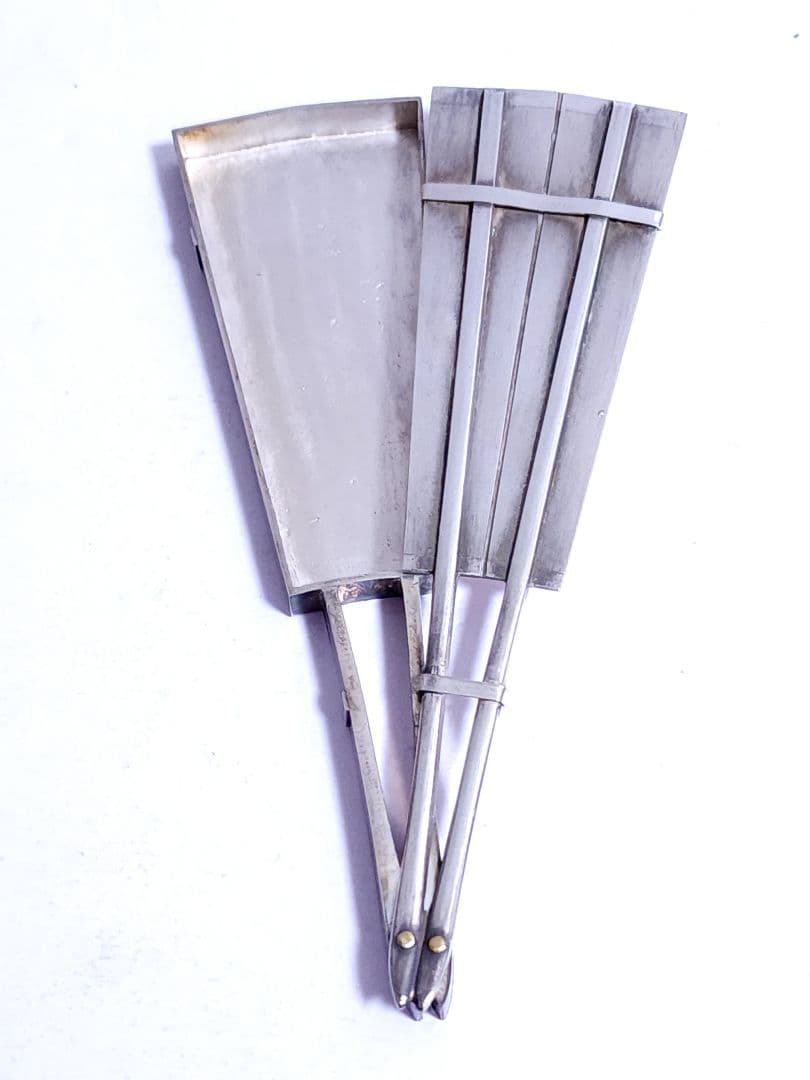 尚美堂 宝飾店 銀製 楊枝入れ 扇子型 銀製刻印 小物入れ 約45.97g