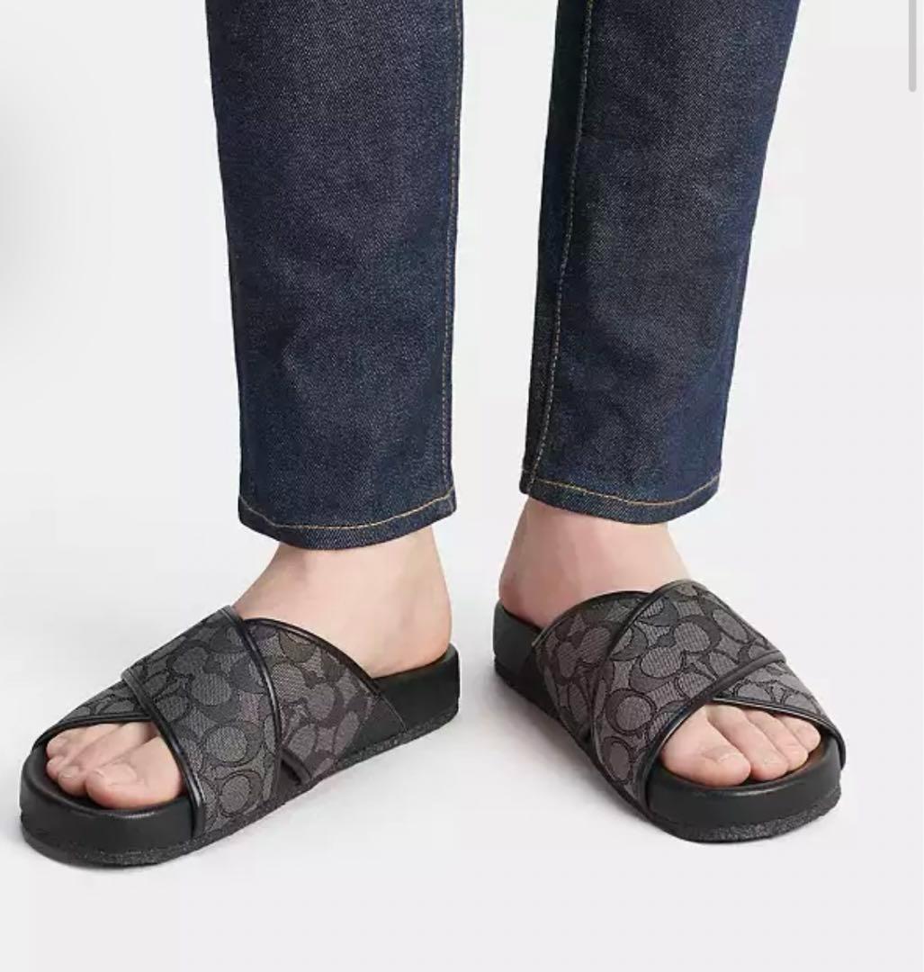 COACH コーチ 靴 サンダル CA158 カジュアル スリッポン ロゴ 柄