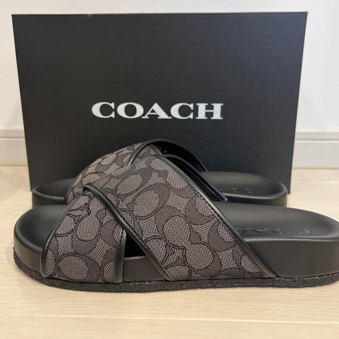 COACH コーチ 靴 サンダル CA158 カジュアル スリッポン ロゴ 柄