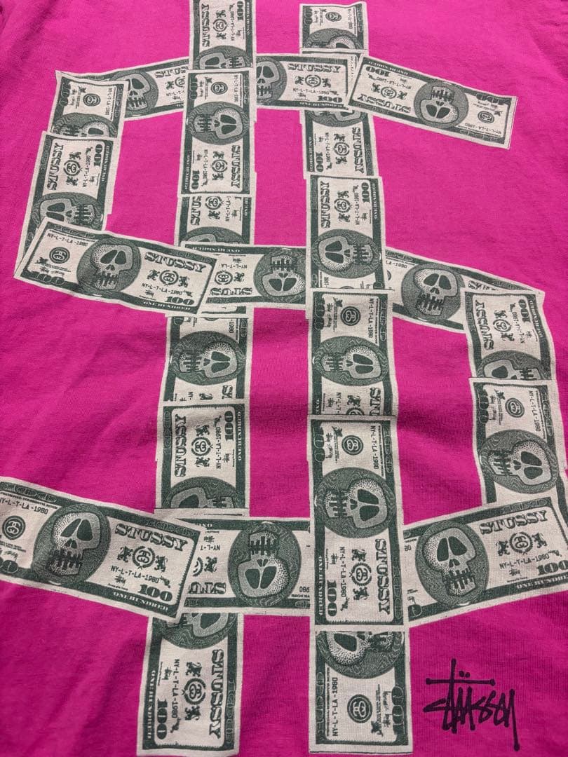 Stussy 90s 00sドル札プリント ロンＴ pat market