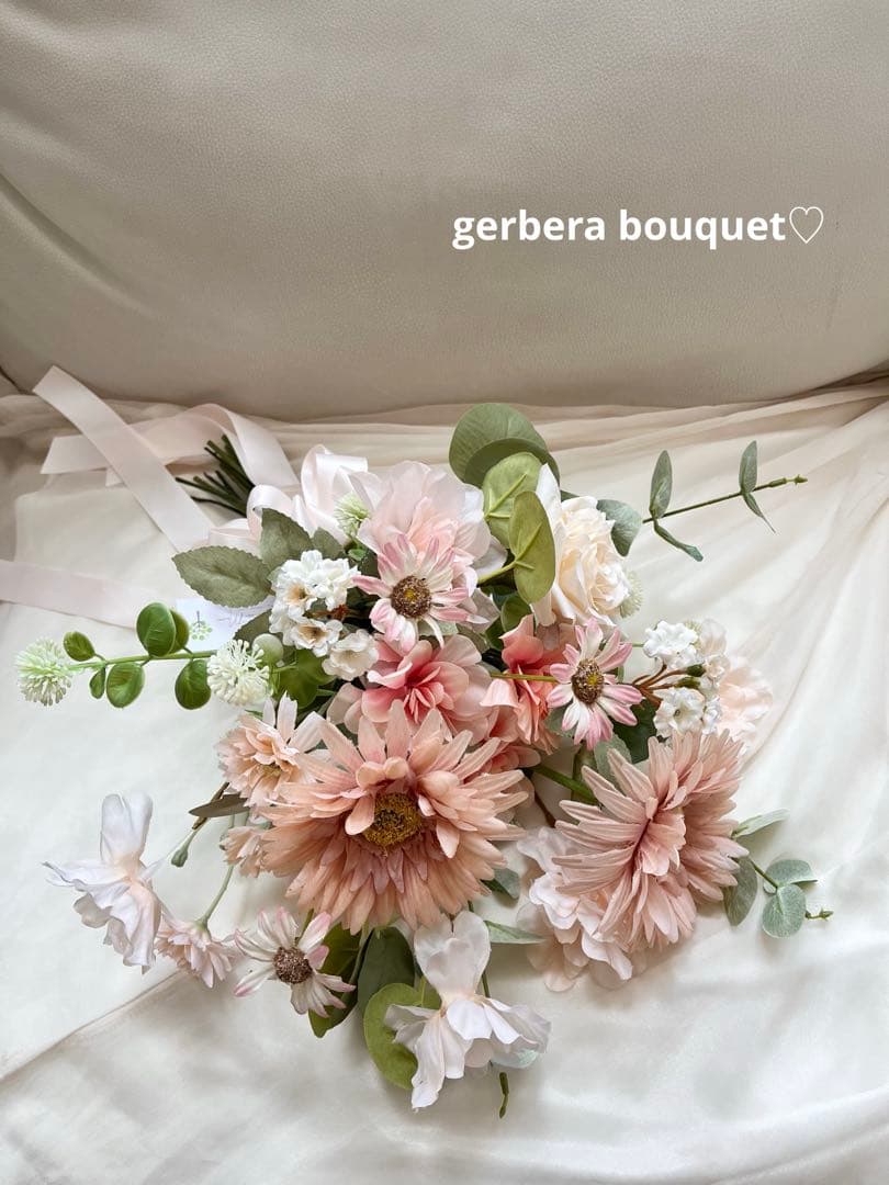 ウェディングブーケとブートニアのセット♡ガーベラブーケ♡前撮り♡挙式