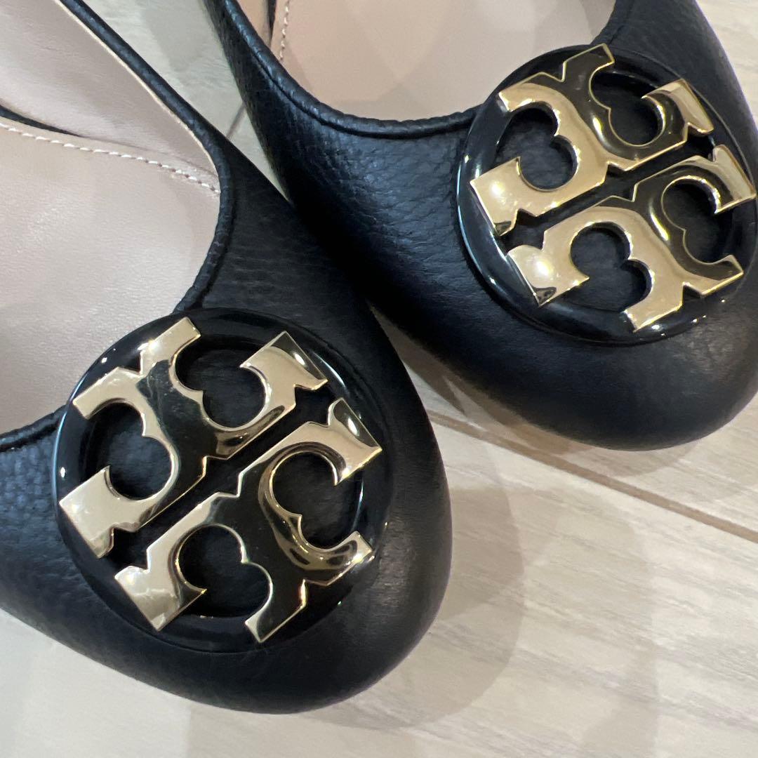 フ*マ様 TORY BURCH トリーバーチブラック フラットシューズ8 24.