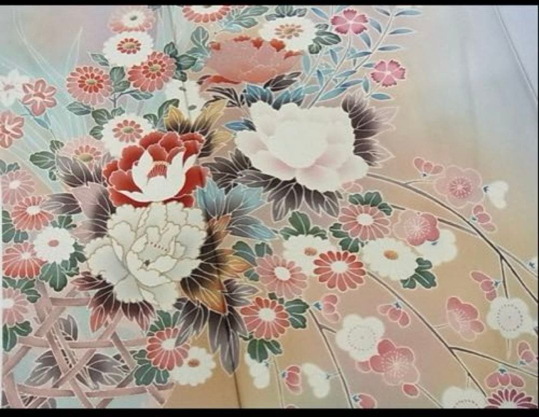 ラ*ロ様 訪問着　友禅　作家物 花籠文暈し染め金銀彩 正絹 逸品