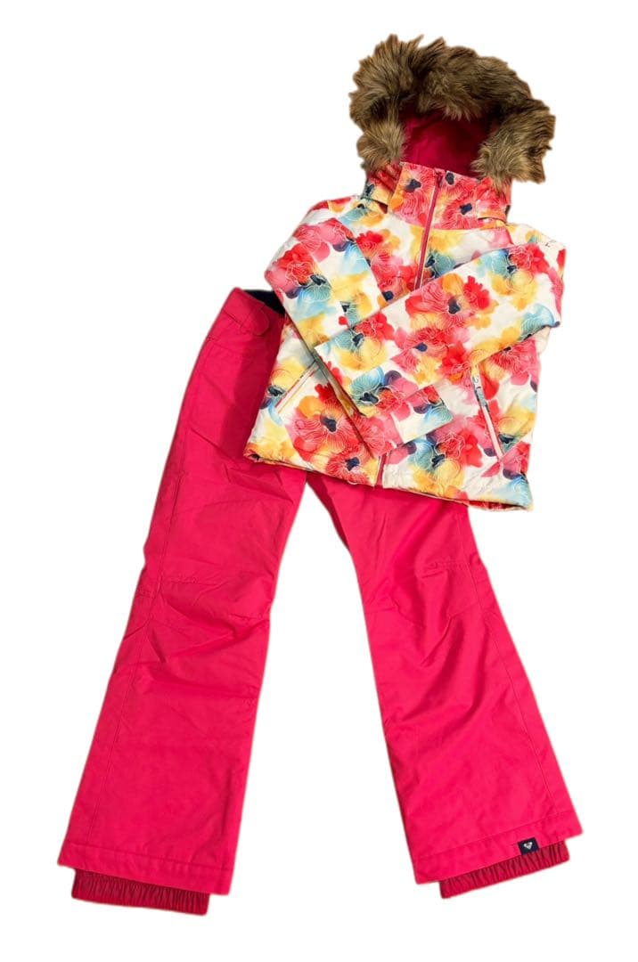 最終値下げセール‼️ROXY カラフル花柄 スキーウェア 子ども用10M【超美品】