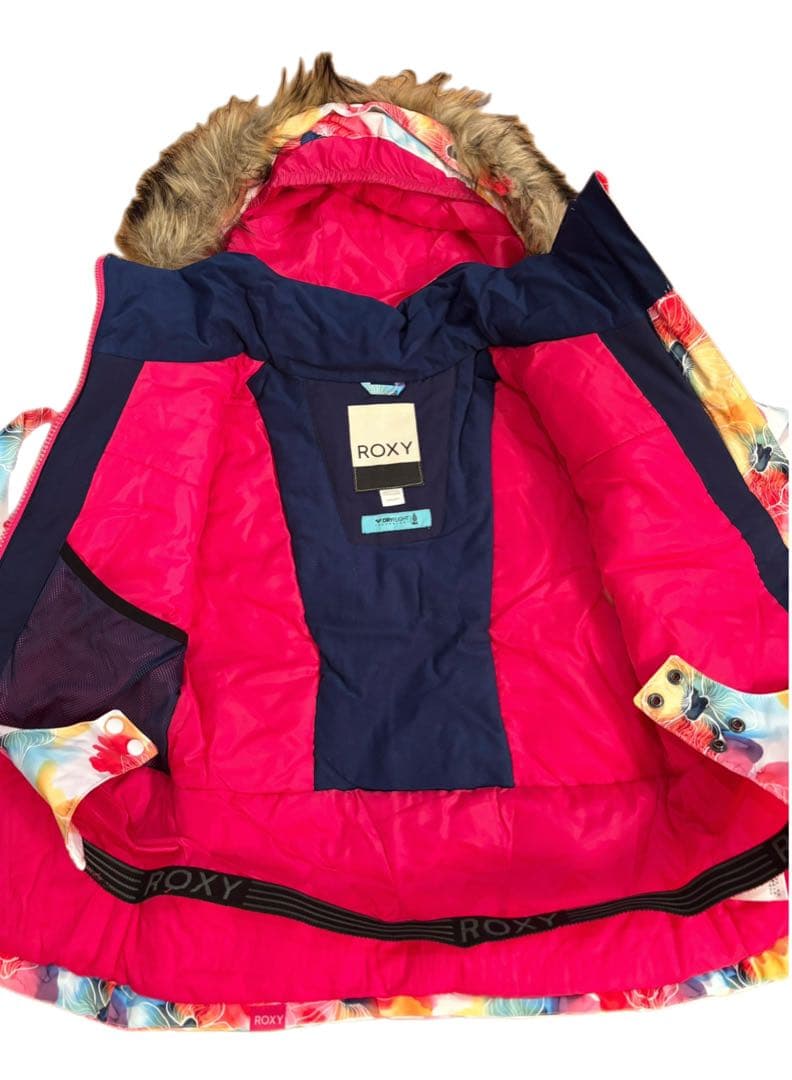 最終値下げセール‼️ROXY カラフル花柄 スキーウェア 子ども用10M【超美品】