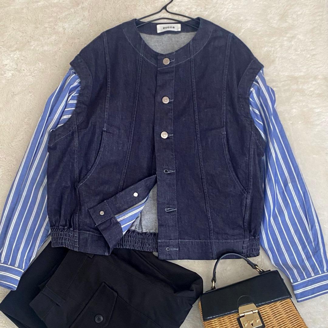 ZUCCa デニムドッキング ジャケット ネイビー M
