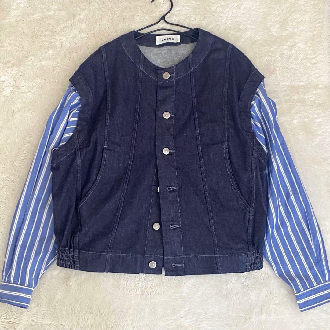 ZUCCa デニムドッキング ジャケット ネイビー M