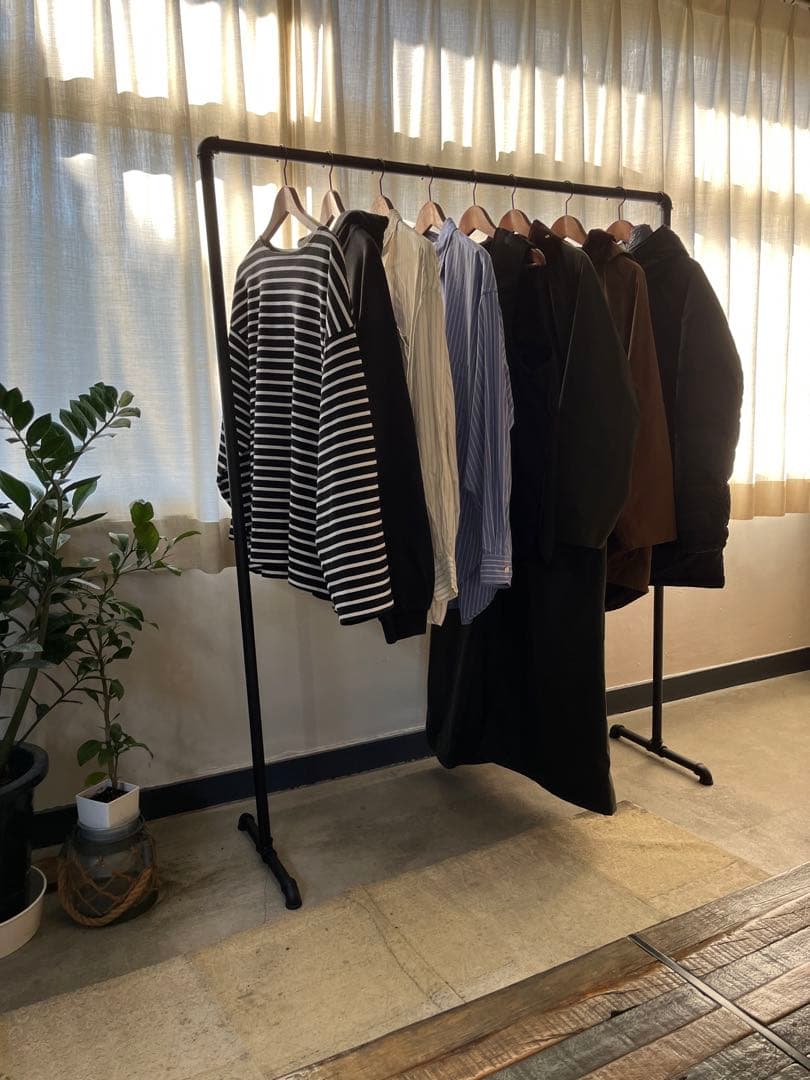 ガス管 ハンガーラック アイアン 120 パイプ 収納 什器 黒 グリーン 植物