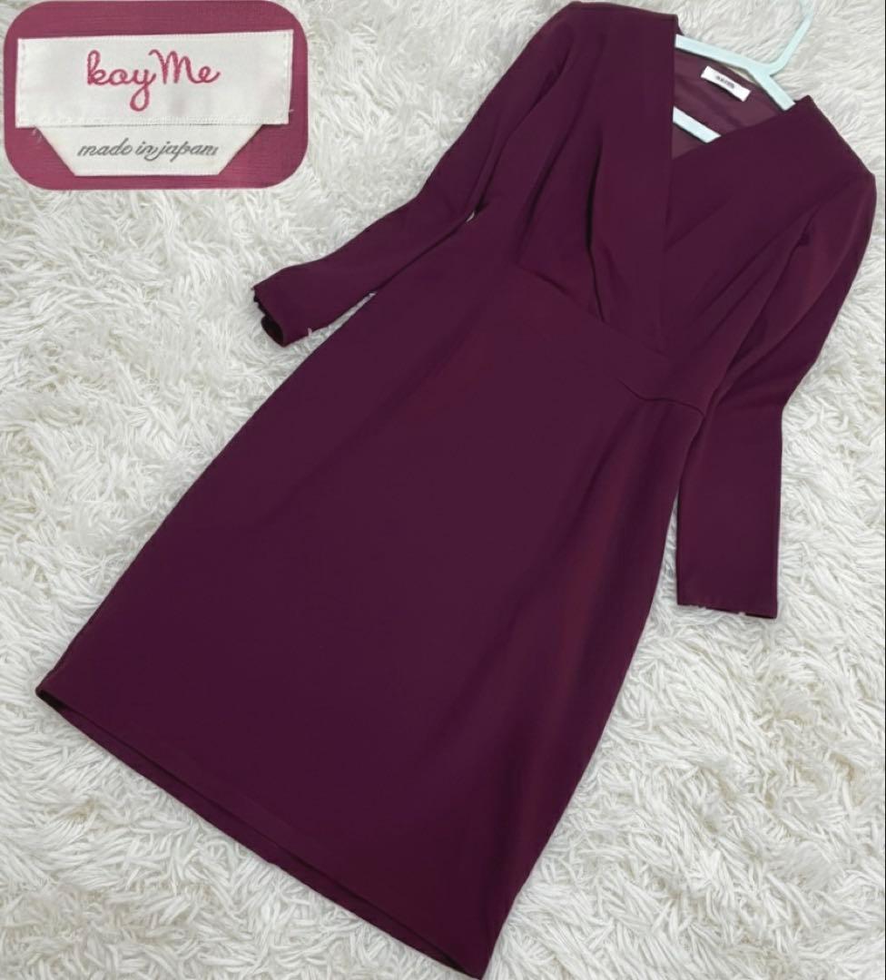 【美品】kay me カシュクール 13号 膝丈ワンピース 日本製 ワッフル