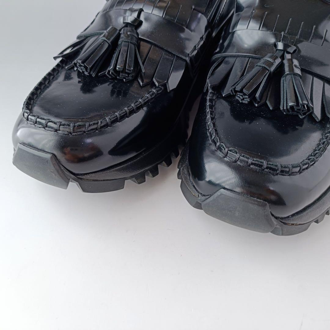 【美品】トッズ　ローファー フリンジ　厚底　TOD'S イタリア製　ブラック