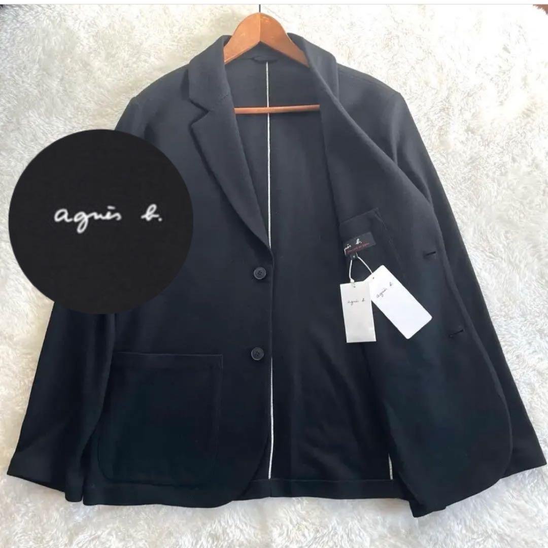 新品タグ付き　完売　アニエスベー　ウール　アンコンテーラードジャケット　M 黒