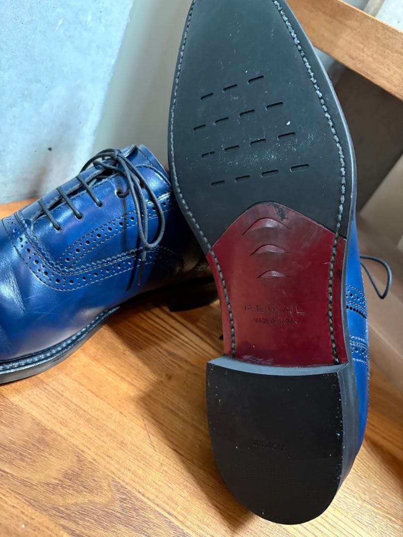 ネイビー ウィングチップ ドレスシューズ