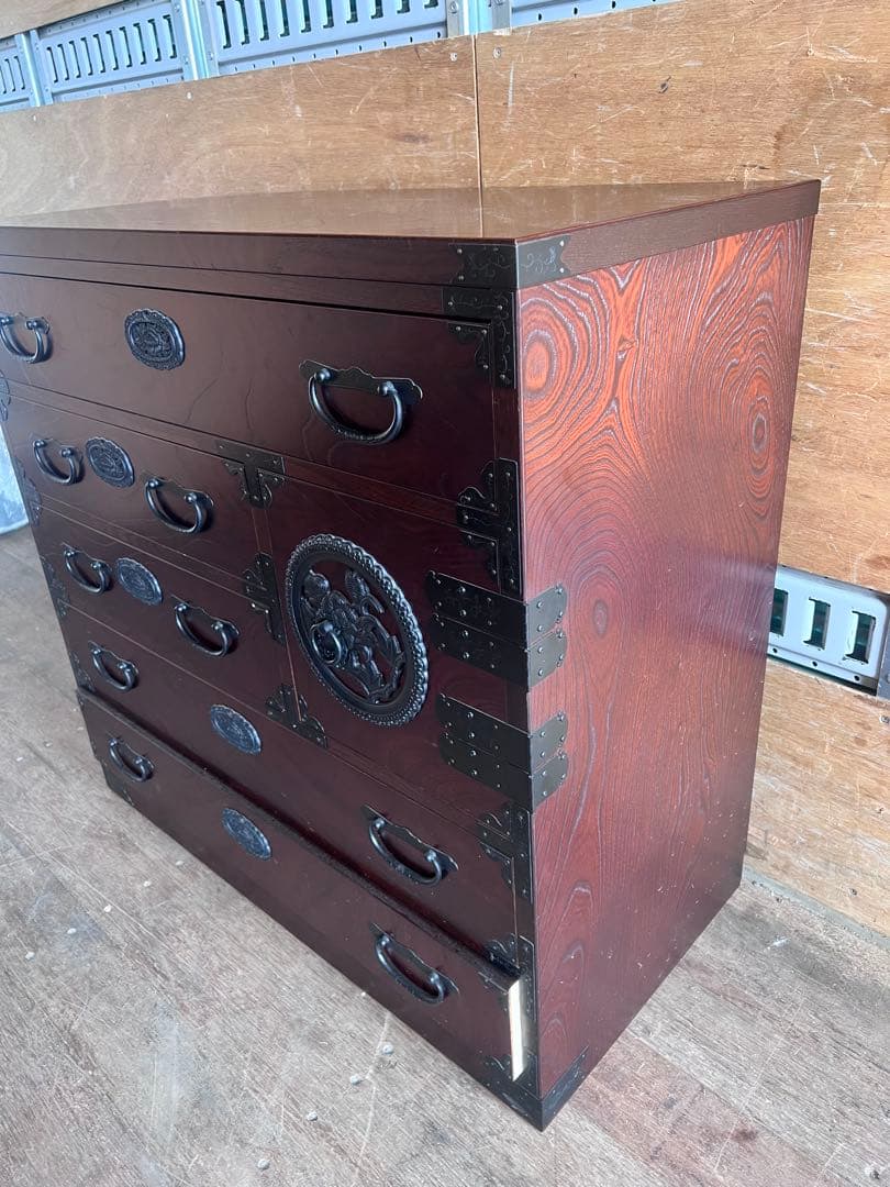 青木産業 江戸 整理箪笥 時代箪笥 5段チェスト 欅材 ケヤキ