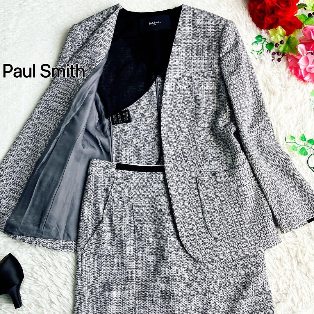 Paul Smith ポールスミス★ノーカラー スカートスーツ Aラインツイード