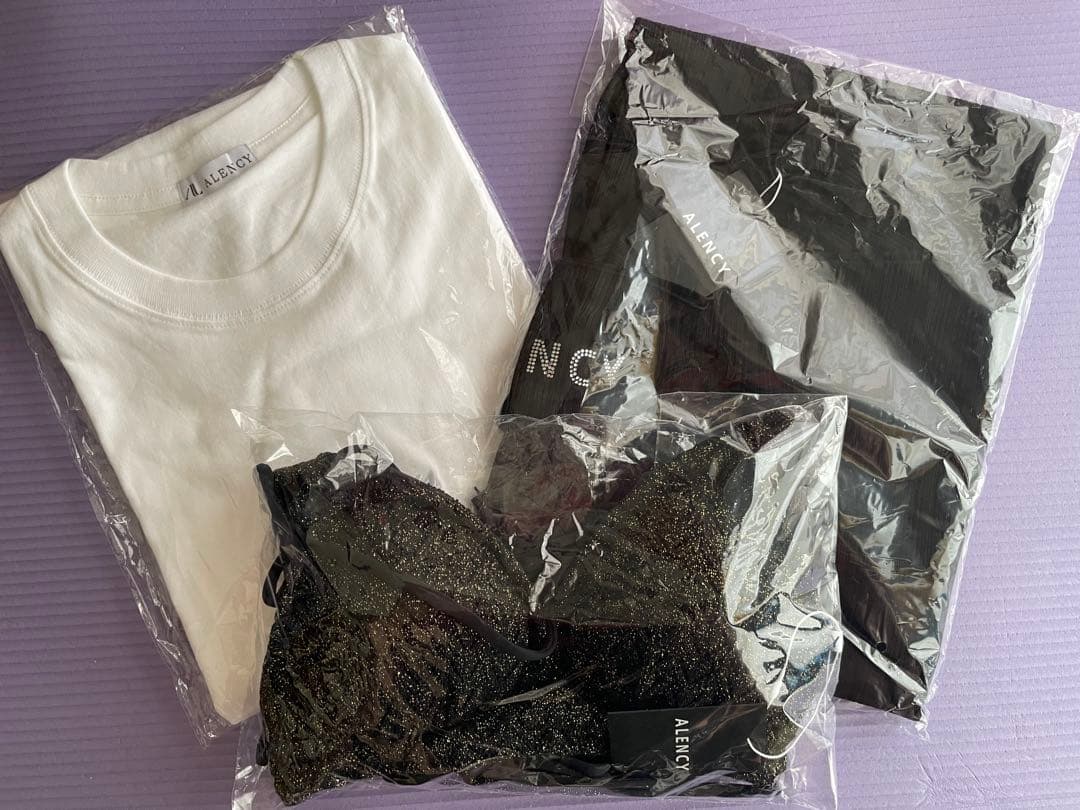 ALENCY ラメニットビキニ&シースルーパレオ&ノベルティーTシャツセット