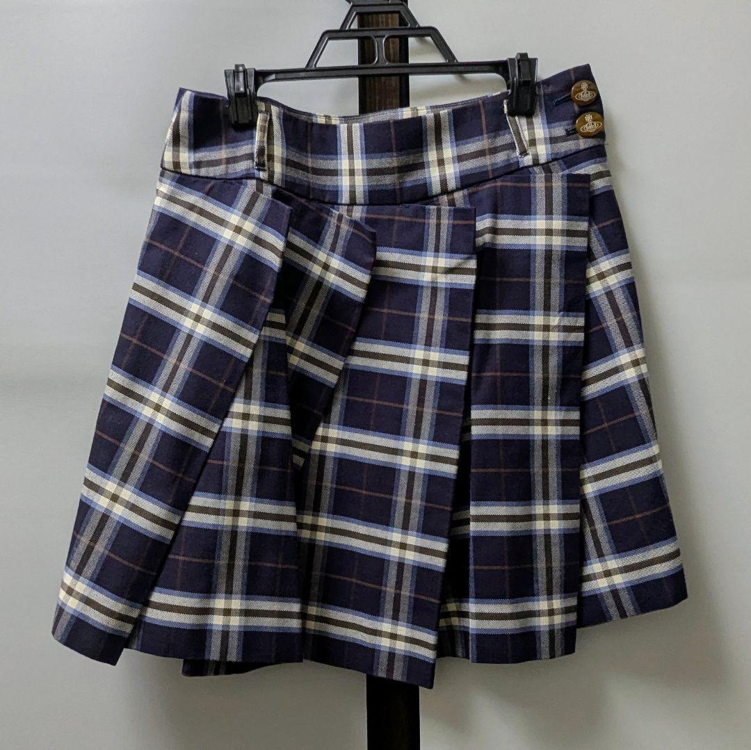 Vivienne Westwood ネイビー チェック柄 プリーツスカート 1回